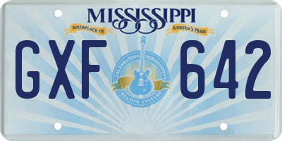MS license plate GXF642
