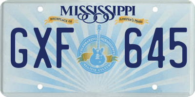 MS license plate GXF645