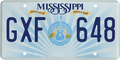 MS license plate GXF648