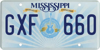 MS license plate GXF660
