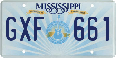 MS license plate GXF661