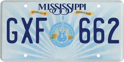 MS license plate GXF662