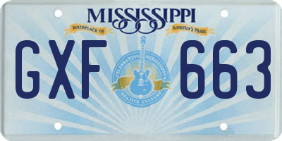 MS license plate GXF663