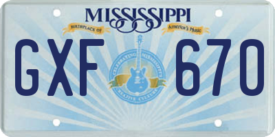 MS license plate GXF670