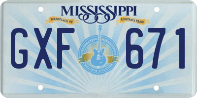 MS license plate GXF671
