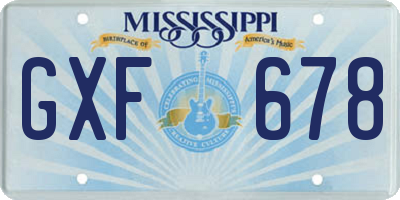 MS license plate GXF678