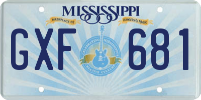 MS license plate GXF681