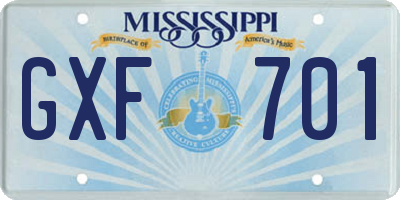 MS license plate GXF701