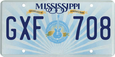 MS license plate GXF708