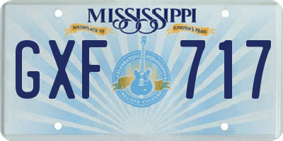 MS license plate GXF717