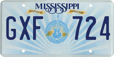MS license plate GXF724