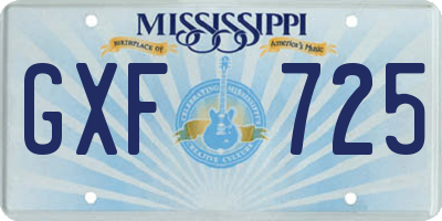 MS license plate GXF725