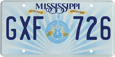 MS license plate GXF726