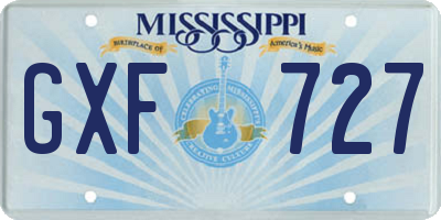 MS license plate GXF727