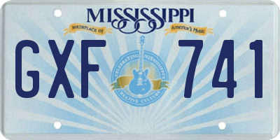MS license plate GXF741