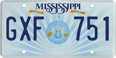 MS license plate GXF751