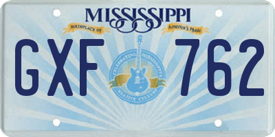 MS license plate GXF762