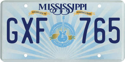 MS license plate GXF765
