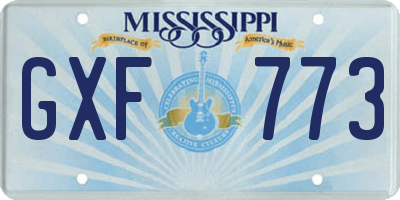 MS license plate GXF773