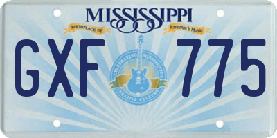 MS license plate GXF775