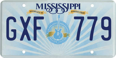MS license plate GXF779