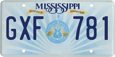 MS license plate GXF781