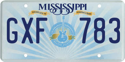MS license plate GXF783