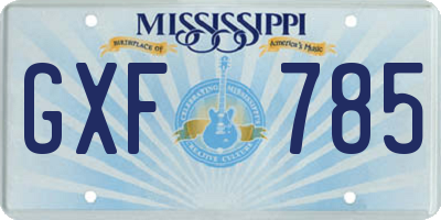 MS license plate GXF785