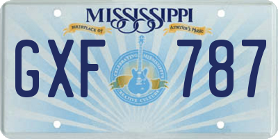 MS license plate GXF787