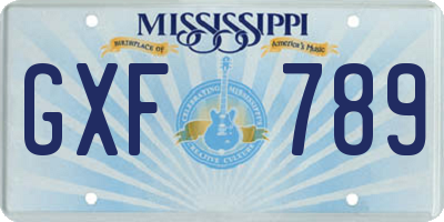 MS license plate GXF789