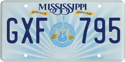 MS license plate GXF795