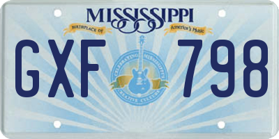 MS license plate GXF798
