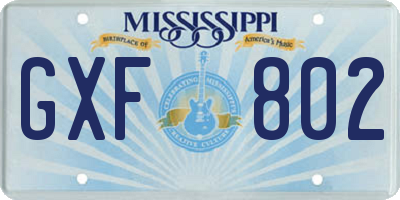 MS license plate GXF802