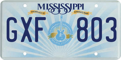MS license plate GXF803
