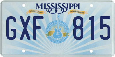 MS license plate GXF815