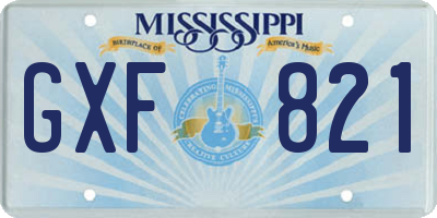 MS license plate GXF821