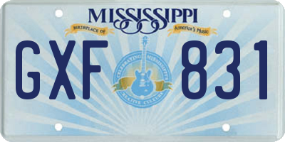 MS license plate GXF831