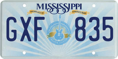 MS license plate GXF835