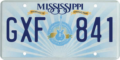 MS license plate GXF841