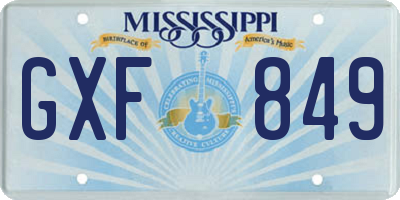 MS license plate GXF849