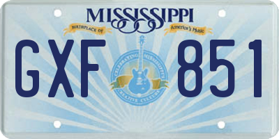 MS license plate GXF851