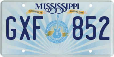 MS license plate GXF852