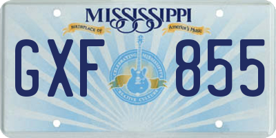 MS license plate GXF855