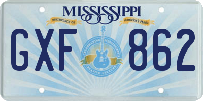 MS license plate GXF862