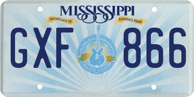 MS license plate GXF866