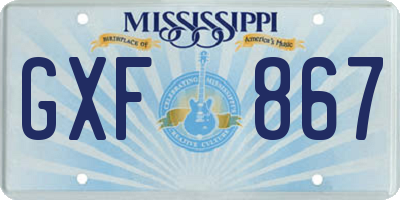 MS license plate GXF867