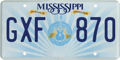 MS license plate GXF870