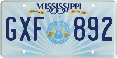 MS license plate GXF892