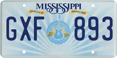 MS license plate GXF893