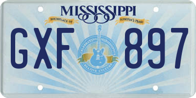 MS license plate GXF897